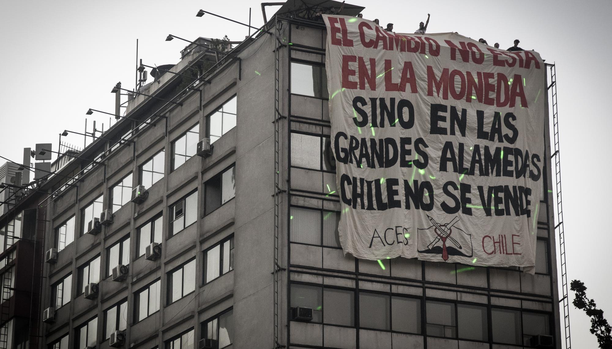 Chile, pancarta apruebo